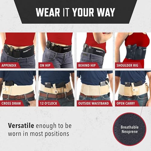 Belly Band Holster for Men & Women - Right Hand Draw, Up to 54"