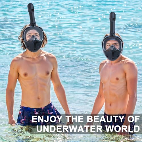 Full Face Snorkel Mask for Adults & Kids with 180° Panoramic View & Dry Top System