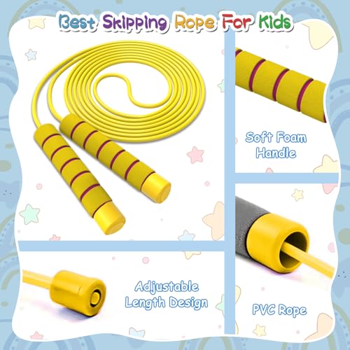 Adjustable Kids Jump Rope with Foam Handles - Rose Pink & Blue