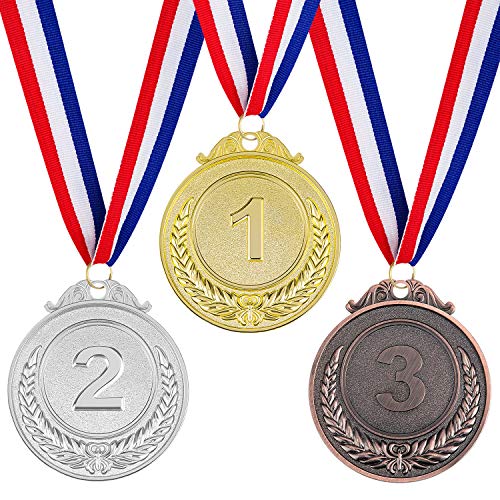 Gold, Silver, Bronze Award Medals with Neck Ribbon - 2 Inch