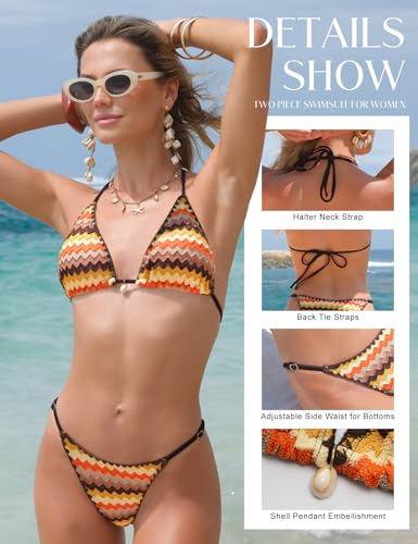 Knit Texture Bikini Set - Medium Khaki Orange