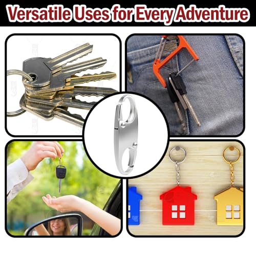Anti-Theft Zipper Clips - Double Opening Carabiner, Set of 20 - Black & Silver