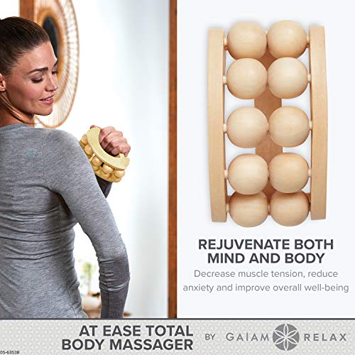 Gaiam Relax Massage Ball Roller Pack of 1 Handheld Wooden Back Massager