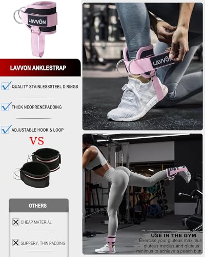 Barbell Squat Pad Set - Thick Foam Cushion with Ankle Straps - Pink