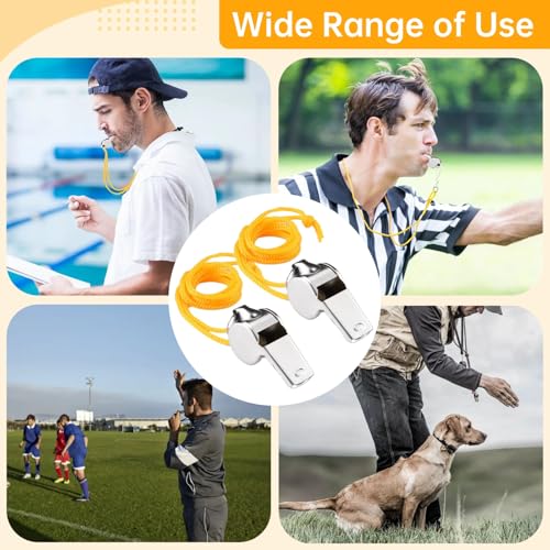 Bulk 48 Waterproof Stainless Steel Whistles with Lanyards