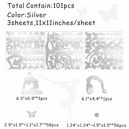 Gymnastics Wall Decals Silhouettes Sport Art Girl Vinyl Decals Wall Sticker Fits Kids Room Decor Home Decor for Living Room Bathroom Removable Modern Mirror Tile Sticker for Yoga Room Gym Bedroom