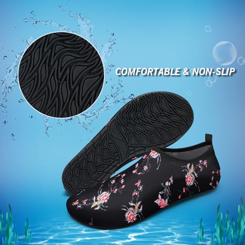 Quick Dry Water Shoes for Men and Women - Black Rose (9-10 Women/7.5-8.5 Men)