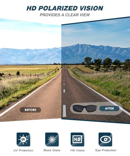 Polarized Sunglasses for Men - UV400 Protection - C04 Black/Ice Blue/Silver