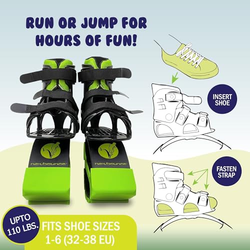 Kangaroo Jumping Shoes for Kids - Green, Sizes 1-6