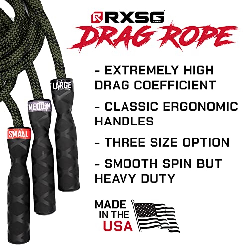 Rx Smart Gear Drag Jump Rope w/ Non-Slip Ergonomic Handle - Black M, Weighted Polypropylene Rope