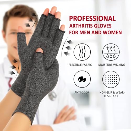 Premium Bamboo Gloves Fingerless Compression Wrap for Hand Pain and