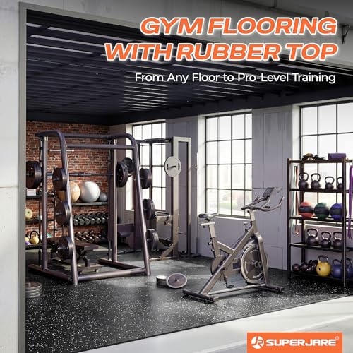 Exercise Equipment Mats - 12 Tiles (75 Sq Ft) Black/Grey