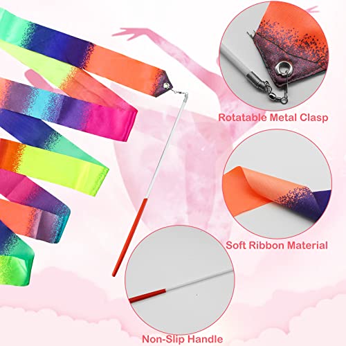2-Piece Rainbow Rhythmic Gymnastics Ribbon Wands - 78-Inch Dance Streamers