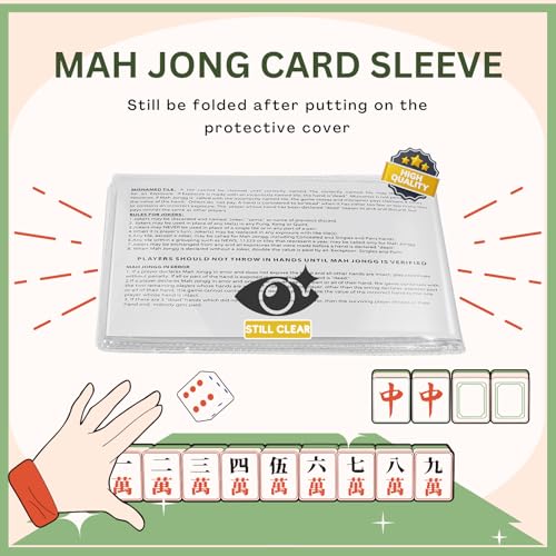 Mahjong Card Sleeves - Clear Plastic Protective Cover 1PK