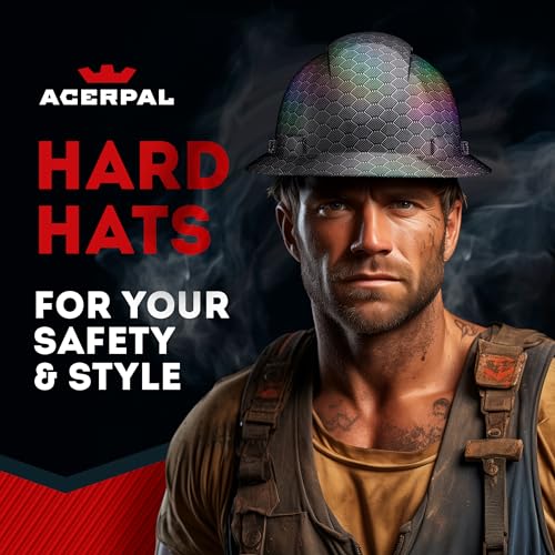 Acerpal Full Brim Hard Hat Vented, Class C, OSHA Construction Work Approved, Premium Carbon Fiber Design, Soft Padded 6 PT Adjustable Ratchet Suspension, Top Pad