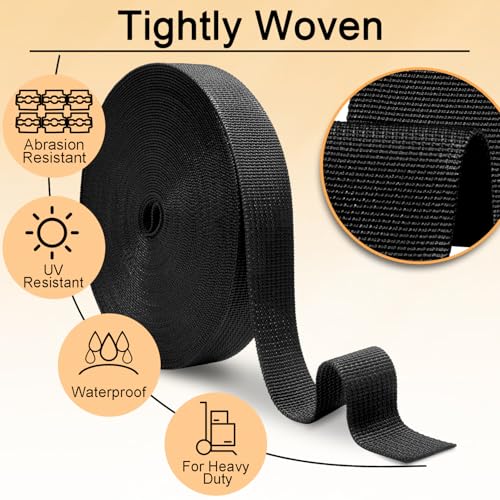 Polypropylene Webbing Strap - 1 Inch, 12 Yards - Black