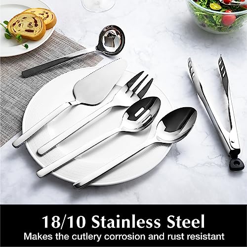 KINGSTONE 8-Piece Silver Hostess Serving Utensils Set, 18/10 Stainless Steel