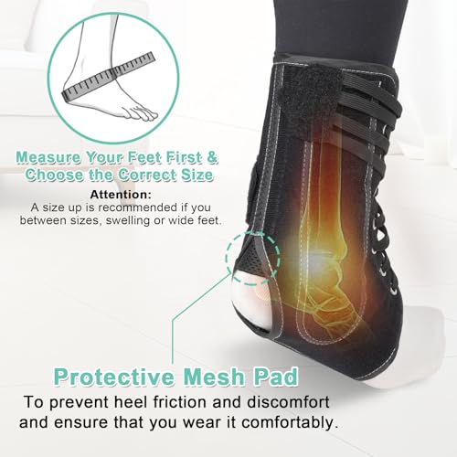 Vigorwise Black Medium Ankle Brace with Metal & Plastic Side Stabilizers, Quick Lacing Support