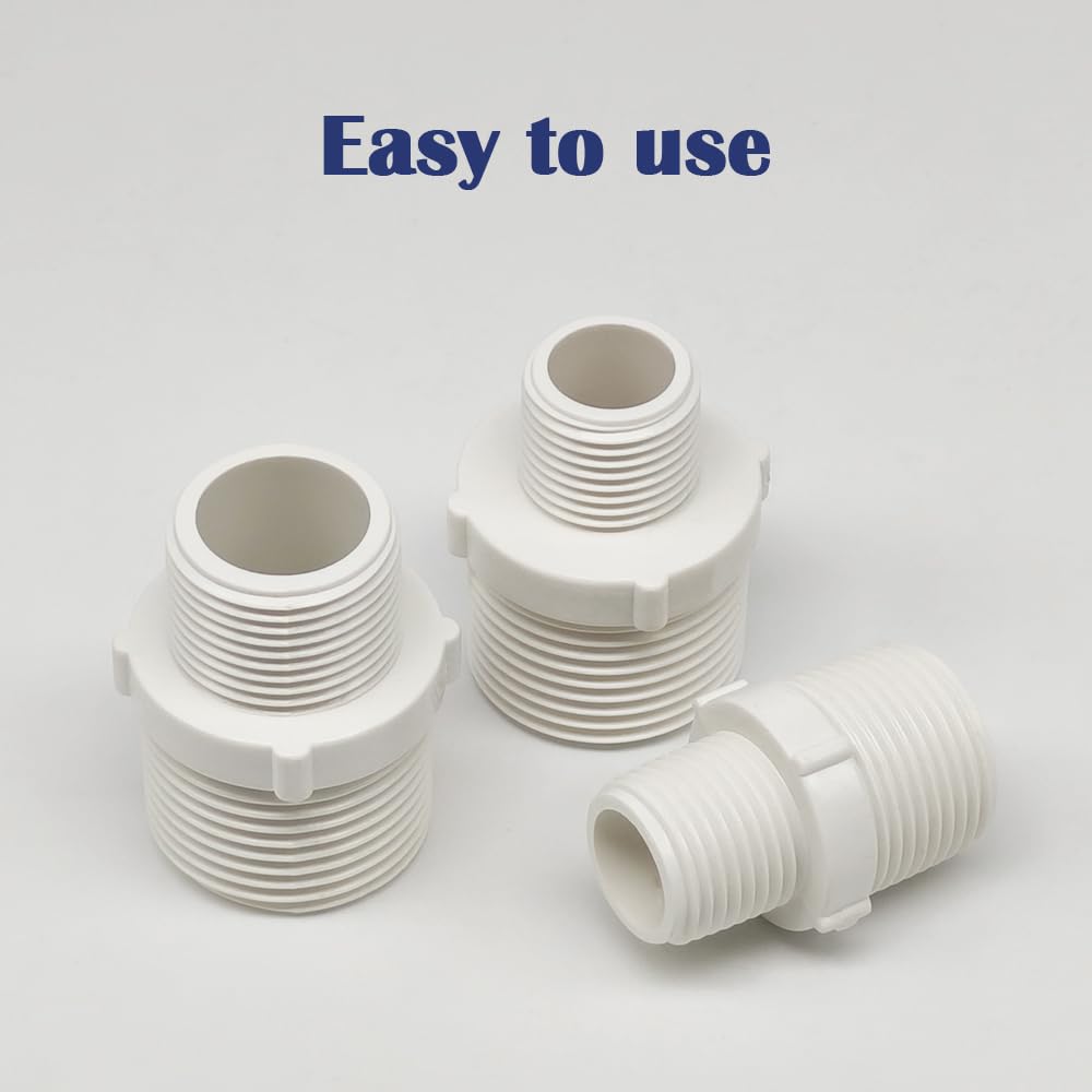 HayEastdor 9PCS 1" to 3/4" PVC Pipe Fitting Hex Nipple G1 Male X G3/4 Male Coupling Adaptor of Thread Plumbing PIPE Connection