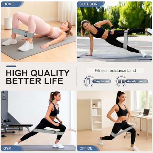 Fabric Resistance Bands for Home Workout - 3-Level Grey Booty Bands