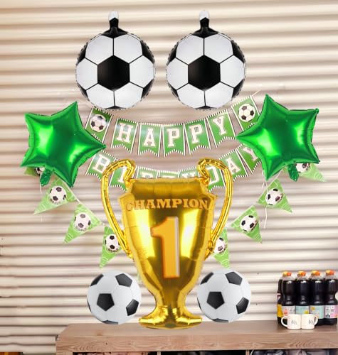 Gold Trophy Balloon Set - Soccer Party Decorations