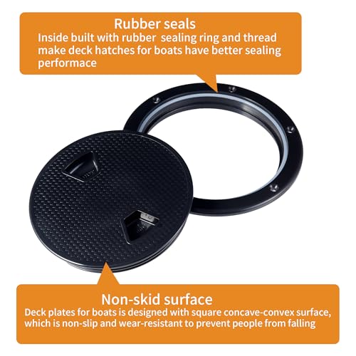 CROSSBODY 4Black 2 Pcs Marine Round Deck Hatch Inspection Plate with Waterproof Seal