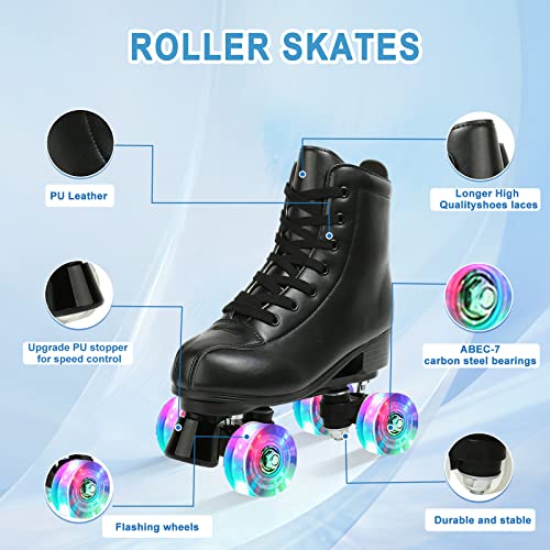 Premium Adjustable Roller Skates - Flash Wheel, Size 38