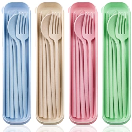 Reusable Travel Utensils Set - 4-Piece Cutlery with Case - Color 2