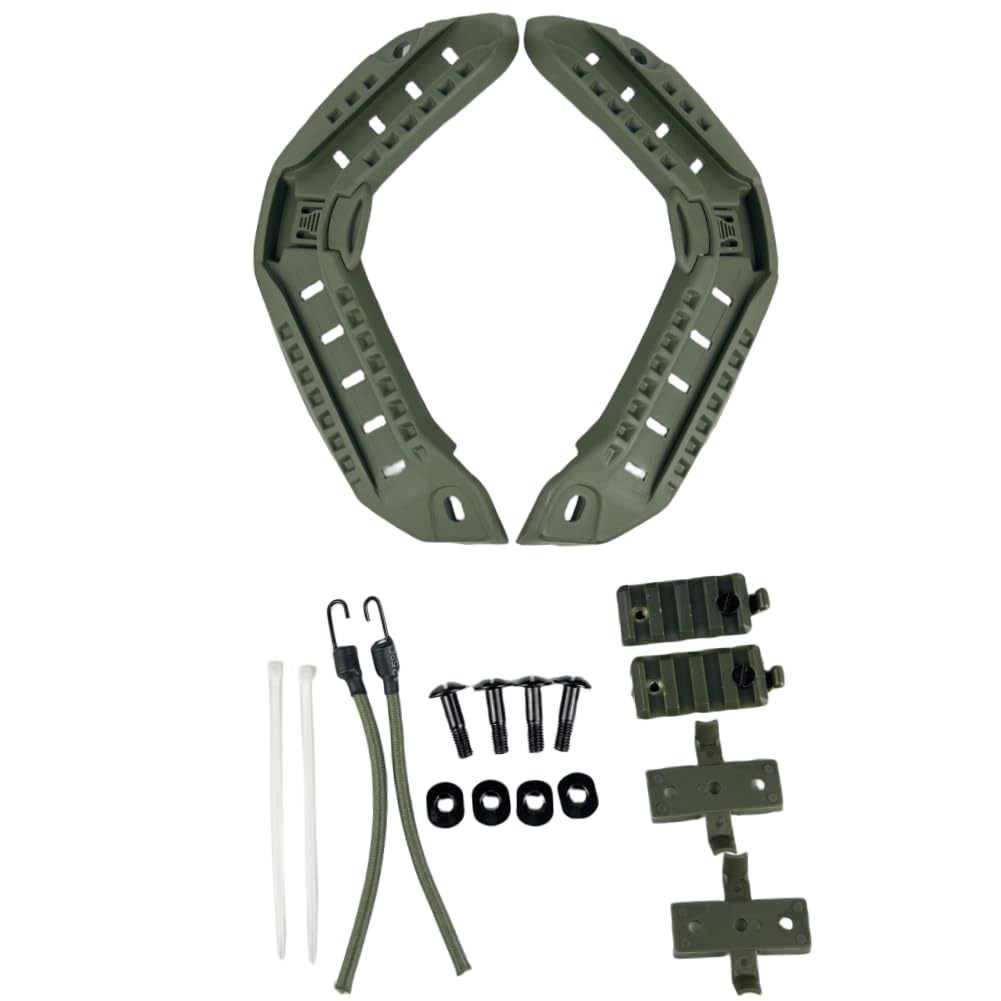 ATAIRSOFT Rail Mount Helmet Adapter Maritime Helmet Side Rail with Lanyard Mounting Screws Tactical Hunting Helmet Accessories OD