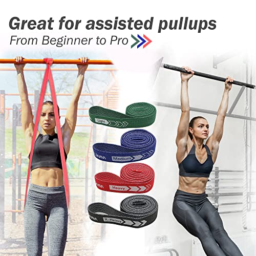 Limm Multicolor Fabric Resistance Bands Set - 40 Inch Loop Bands for Legs, Butt, Yoga & Pilates - 4 Pack