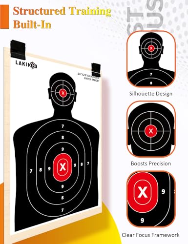 14x22 Inch Paper Shooting Targets - High-Visibility Bullseye - 10 Pack