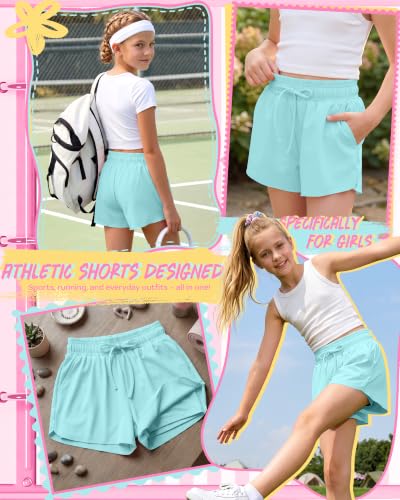 Girls Butterfly 2 in 1 Sports Shorts - Light Blue, 7-8 Years