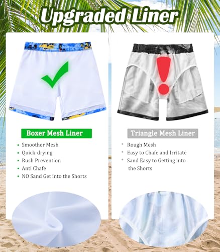 Boys Swim Trunks with Mesh Liner - Sizes 4-12T
