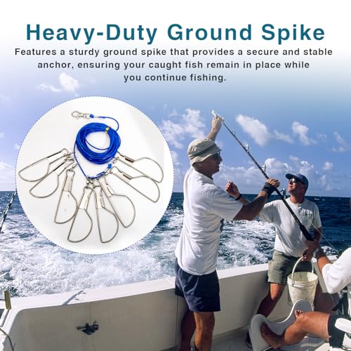 16 ft Fishing Stringer Holder with Stainless Steel Swivels & Heavy-Duty Ground Spike