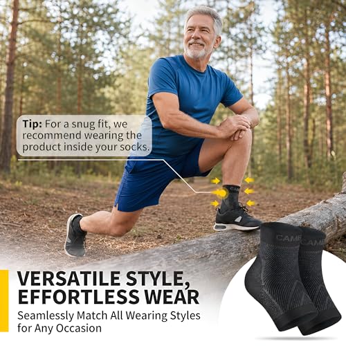 Ankle Compression Sleeve - 15-20 mmHg Support - Black, Large