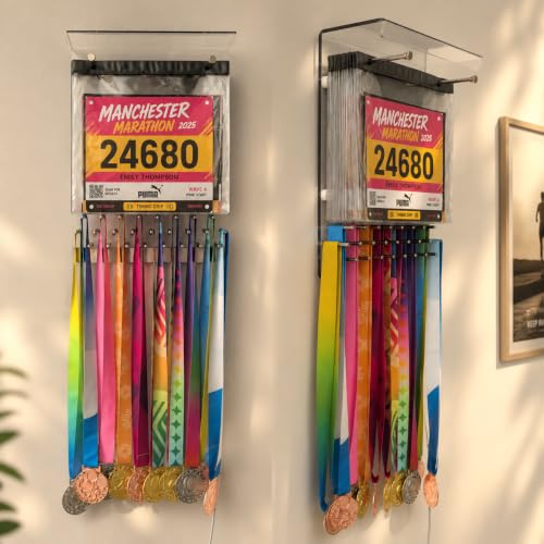 LED Acrylic Medal Display & Race Bib Holder - 25 Medals, Variation B