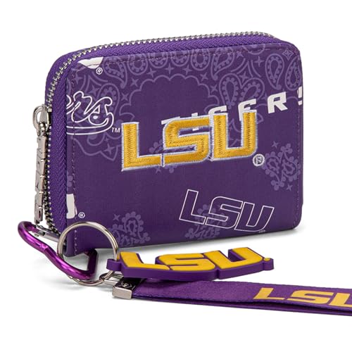 LSU Tigers Zip Around Small Wallet with Wristlet Strap - Purple