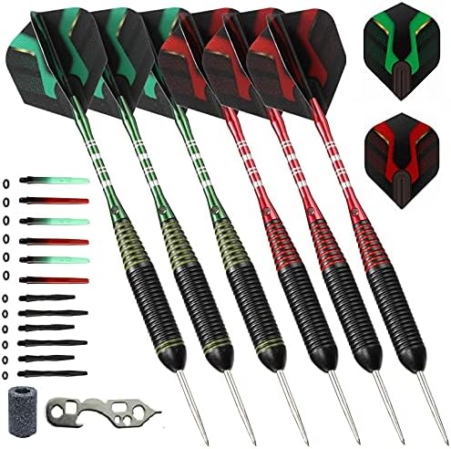 Skiennix 6pc Steel Tip Darts Set - Professional Quality Darts with Accessories for Dartboard