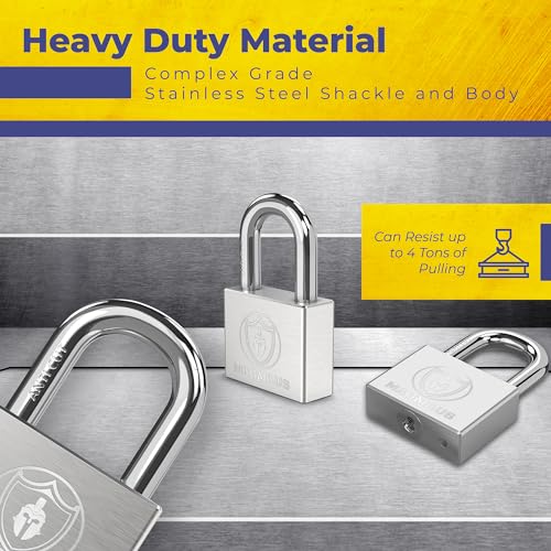 Magmaus¢ç PDL40 Heavy Duty Lock with 3 Keys - [Stainless Steel] Weatherproof Padlock for Outdoor Use - Ideal for Storage Unit, Shipping Container, Gate