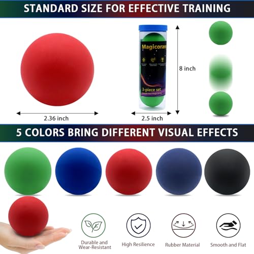High-Bounce Rubber Racquetballs - 3 Pack - Blue