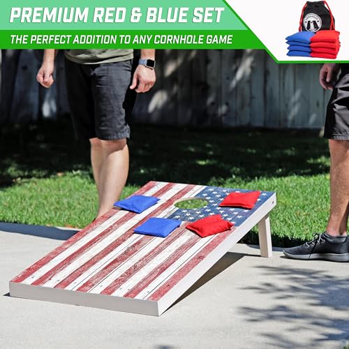 Premium All-Weather Cornhole Bean Bags Set of 8 - Red & Blue