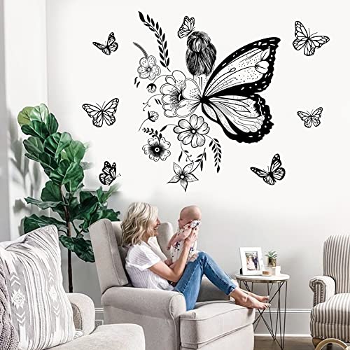 Inspirational Quote Wall Decal - Flower Vine & Butterfly Vinyl Wall Art