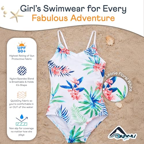 Girls One-Piece Swimsuit - Daisy Beach Sport - 4T Aloha Green