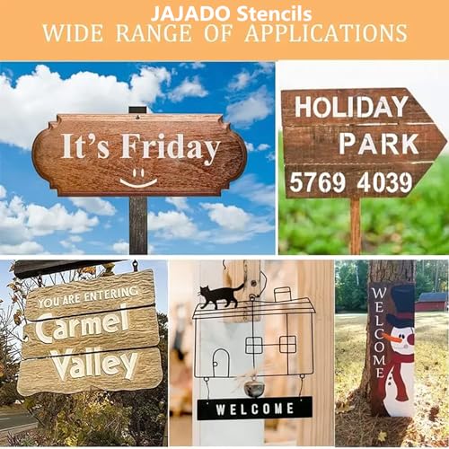 JAJADO Silk Screen Printing Stencil Letters Stencils and Numbers, Reusable Silk Screen Stencils Alphabet Craft Stencils Mesh Transfers Adhesive Stencil for Painting on Wood/Chalkboard/Wall/T-Shirt