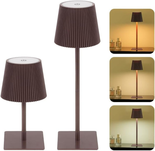 Rechargeable Cordless Table Lamp - 2 Pack, Waterproof Touch Control, 3 Color Dimming, Adjustable Heights for Home & Outdoor Use