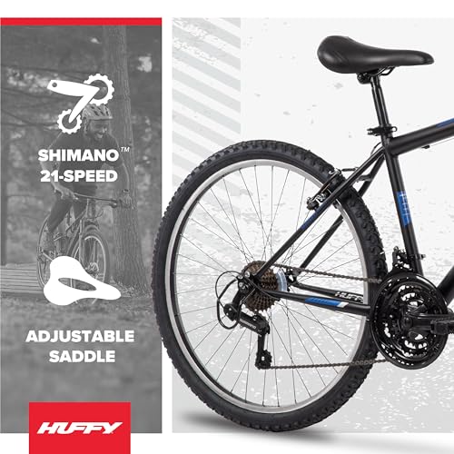 Mountain Bike - 26 Inch Matte Black, 21-Speed, Front Suspension