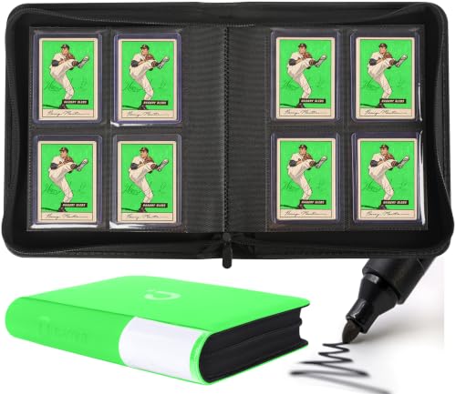 Top Loader Binder for 128 Cards - 4 Pocket Card Holder, Brilliant Green