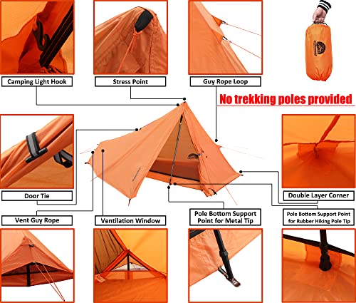 Underwood Aggregator 1-Person Ultralight Trekking Pole Tent - Green, No Poles