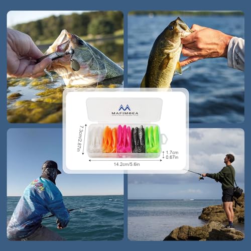 50 Pcs Soft Plastic Paddle Tail Fishing Lures - Mixed Colors