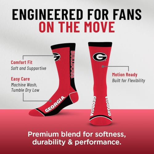 NCAA Georgia Bulldogs Youth MVP Crew Socks - One Size